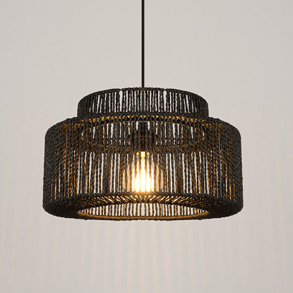 Muto lampă suspendată Farmhouse Retro Rustic Tambur, neagră