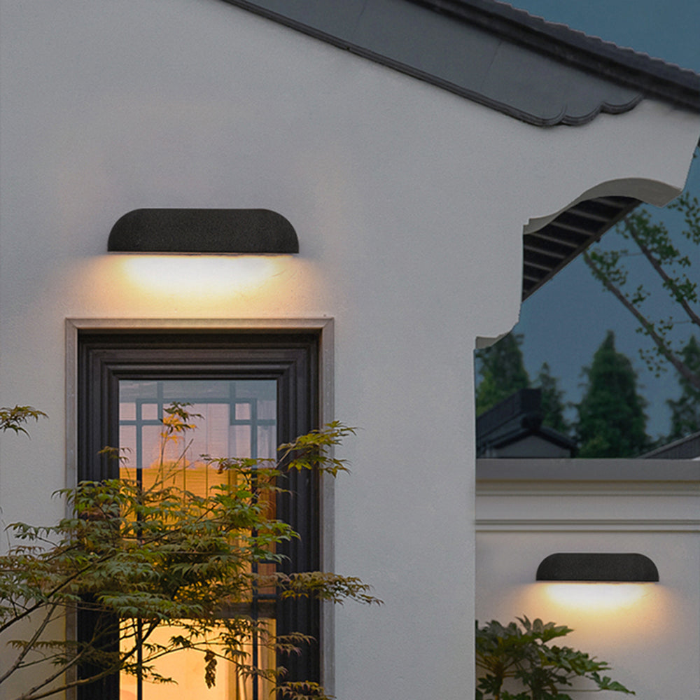 Ray aplică de perete pentru exterior modern minimalist semi-elicoidal din metal/piatră, negru/alb