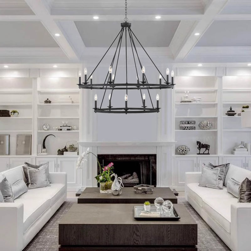 Silva modern candelabru cu abajur din metal negru pentru living/cameră de dormit