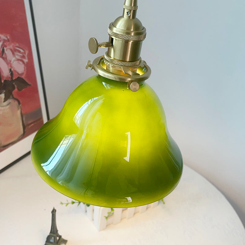 Valentina lampă suspendată verde din cupru și sticlă, rustică, vintage, LED, pentru sufragerie