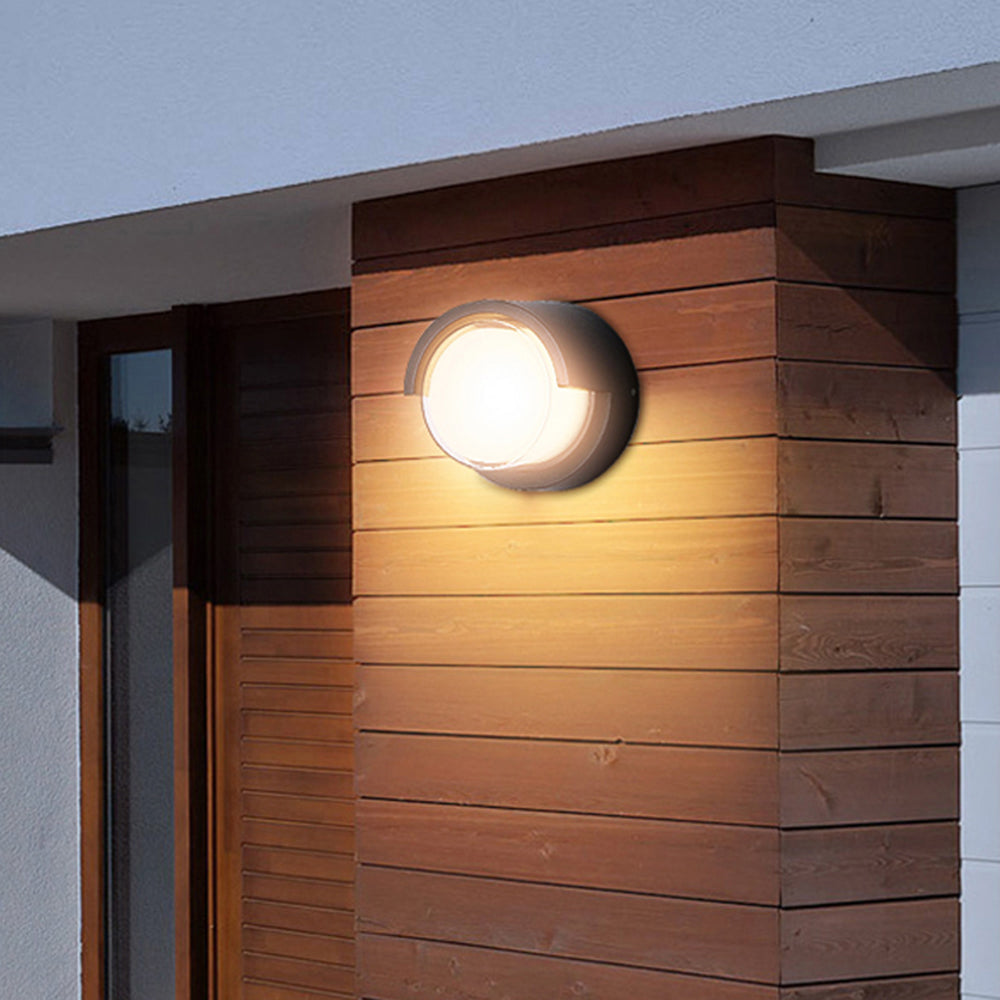 Ray modern aplică de perete pentru exterior rotundă/rectangulară din metal, neagră