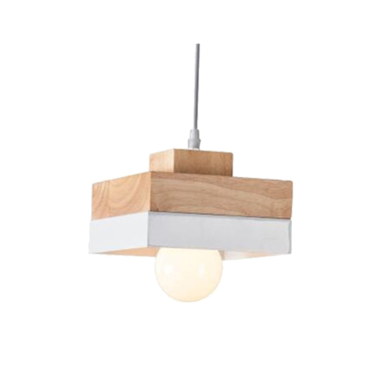Aria lampă suspendată neagră și albă din lemn, minimalistă, geometrică