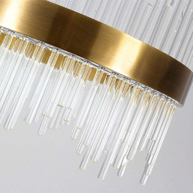 Kristy candelabru modern Rotund/Dreptunghiular cu Lanț, Aur