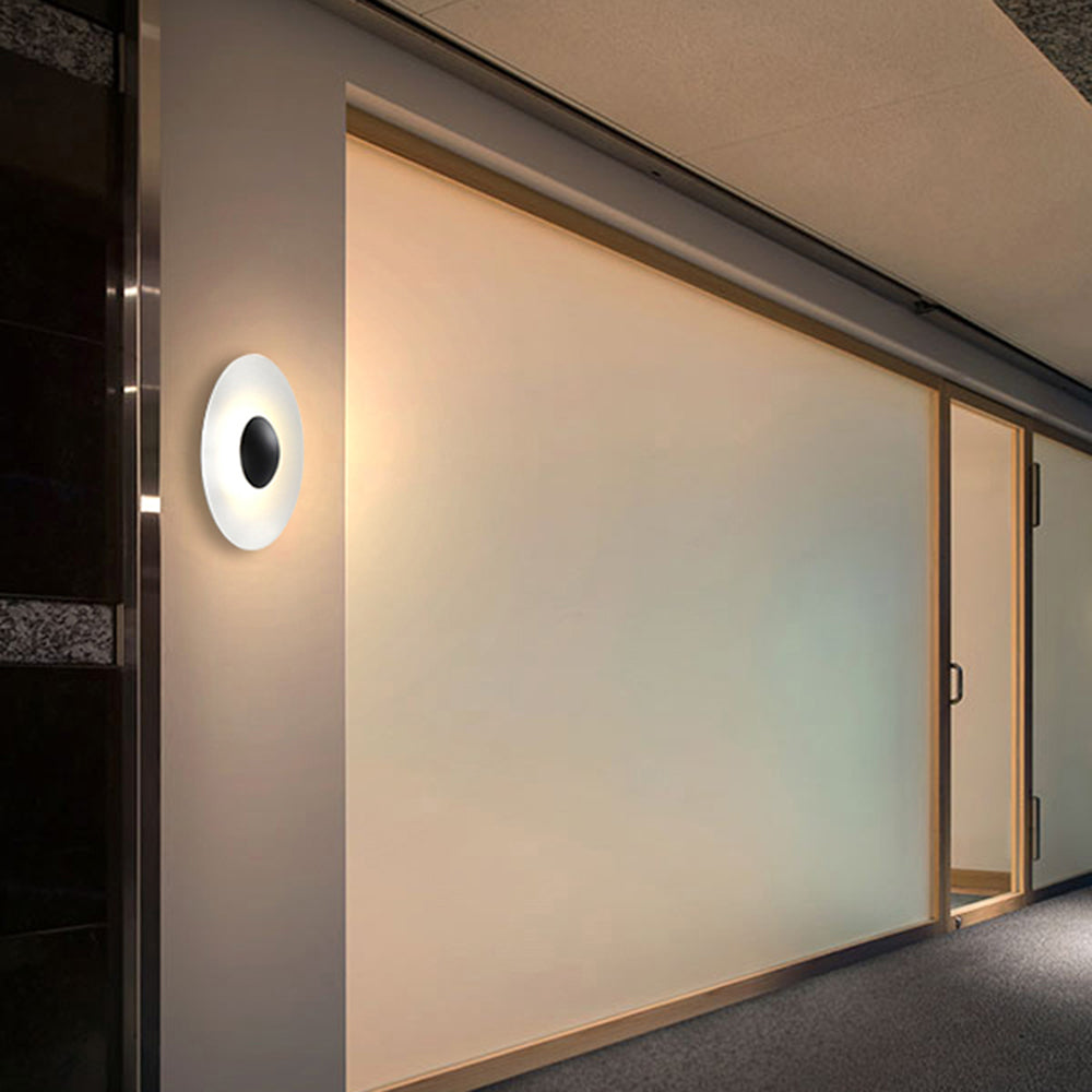 Ray Designer aplică de perete pentru exterior rotundă din metal, maro/alb