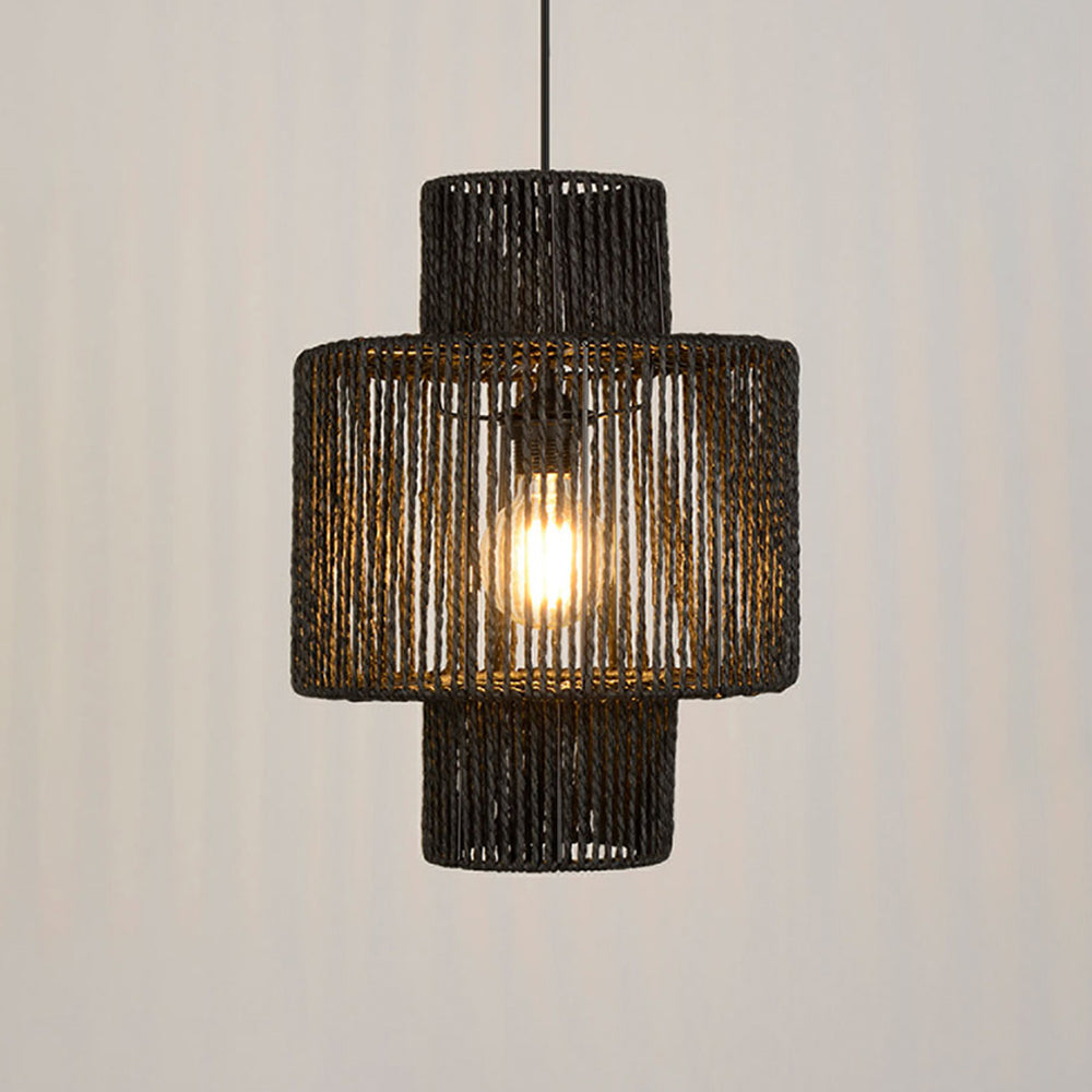 Muto lampă suspendată Farmhouse Retro Rustic Tambur, neagră