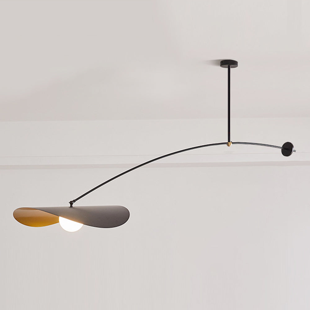 Arisha lampă suspendată minimalistă cu formă de frunză de lotus din metal, negru/auriu