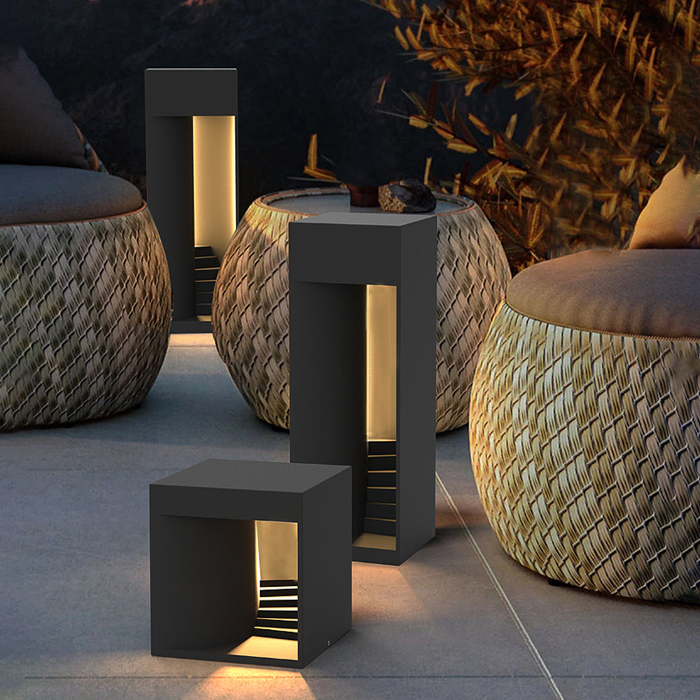 Ray lampă de masă minimalistă impermeabilă cu formă cuboidică recarcabilă/Solar, negru/alb