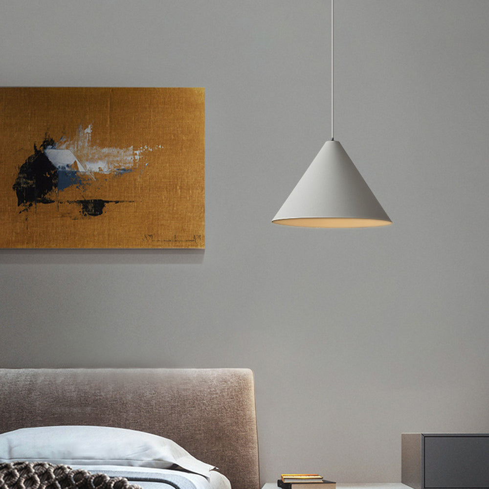 Arisha lampă suspendată gri din metal, minimalistă, conică