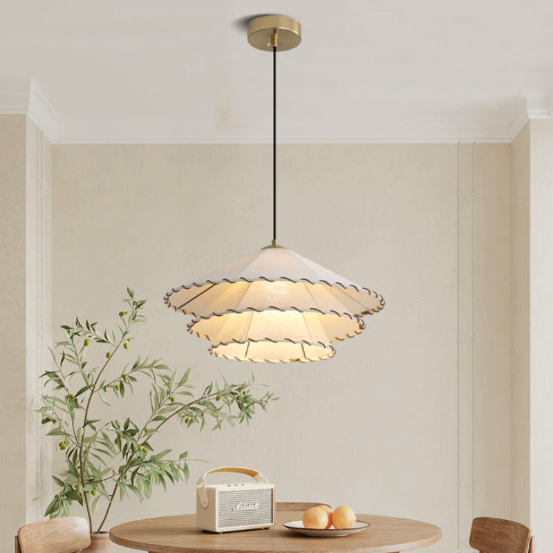 Ritta lampă suspendată decorativă LED Boho din textil galben pentru cameră de dormit sau restaurant