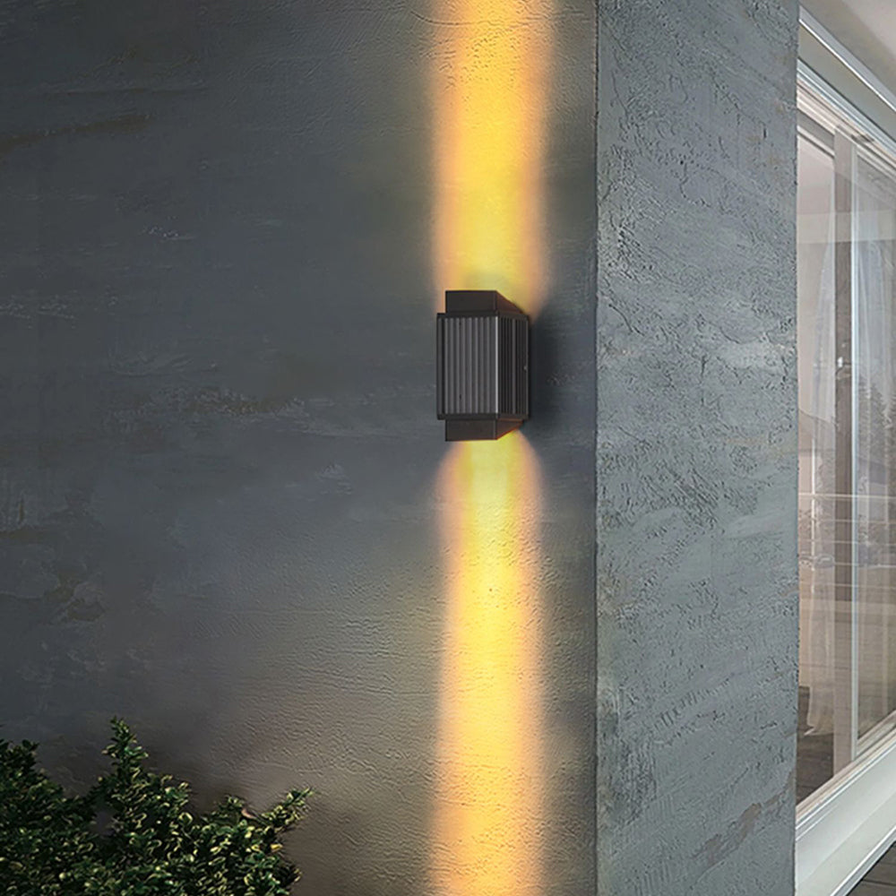 Ray modern aplică de perete pentru exterior rotundă/rectangulară din metal, neagră