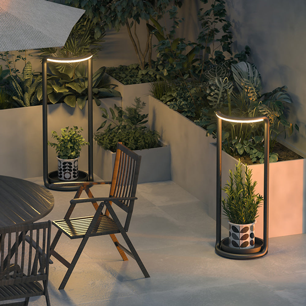 Ray lampadar minimalist Rectangular LED Solar exterior, negru