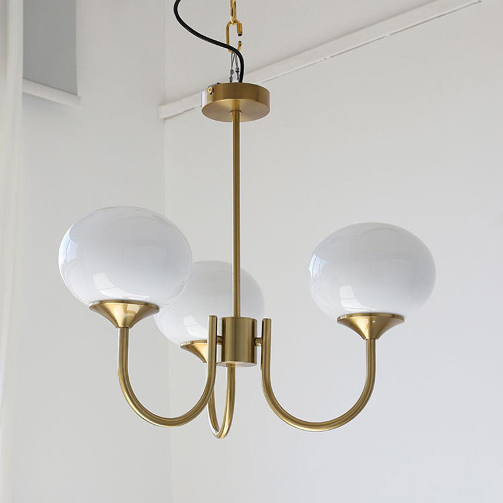 Valentina Retro Art Deco glob candelabru, alb/Roz/Bej