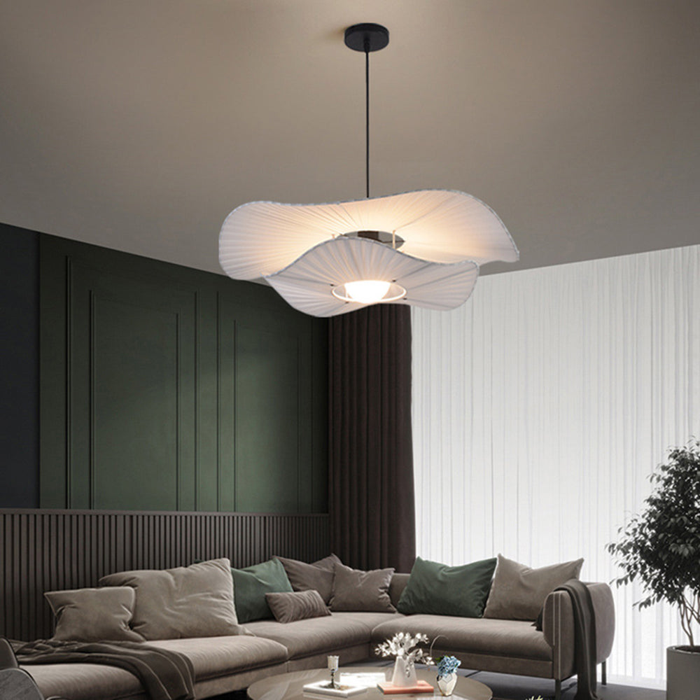 Ritta lampă suspendată modernă Nordic cu carcasă textil/metal, alb