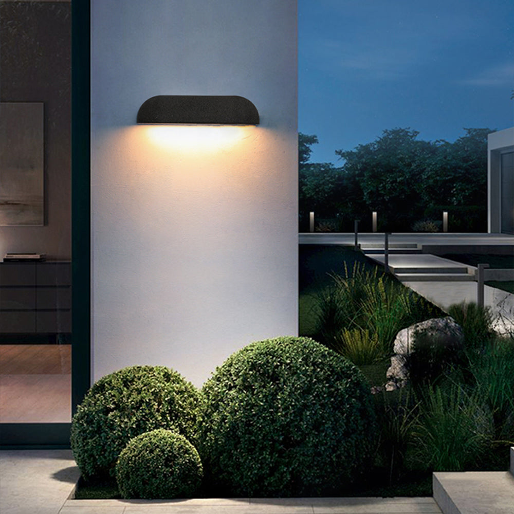 Ray aplică de perete pentru exterior modern minimalist semi-elicoidal din metal/piatră, negru/alb