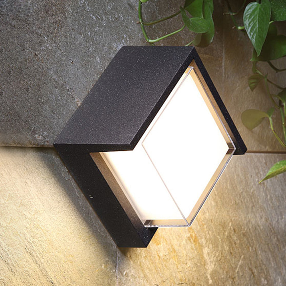 Ray modern aplică de perete pentru exterior rotundă/rectangulară din metal, neagră