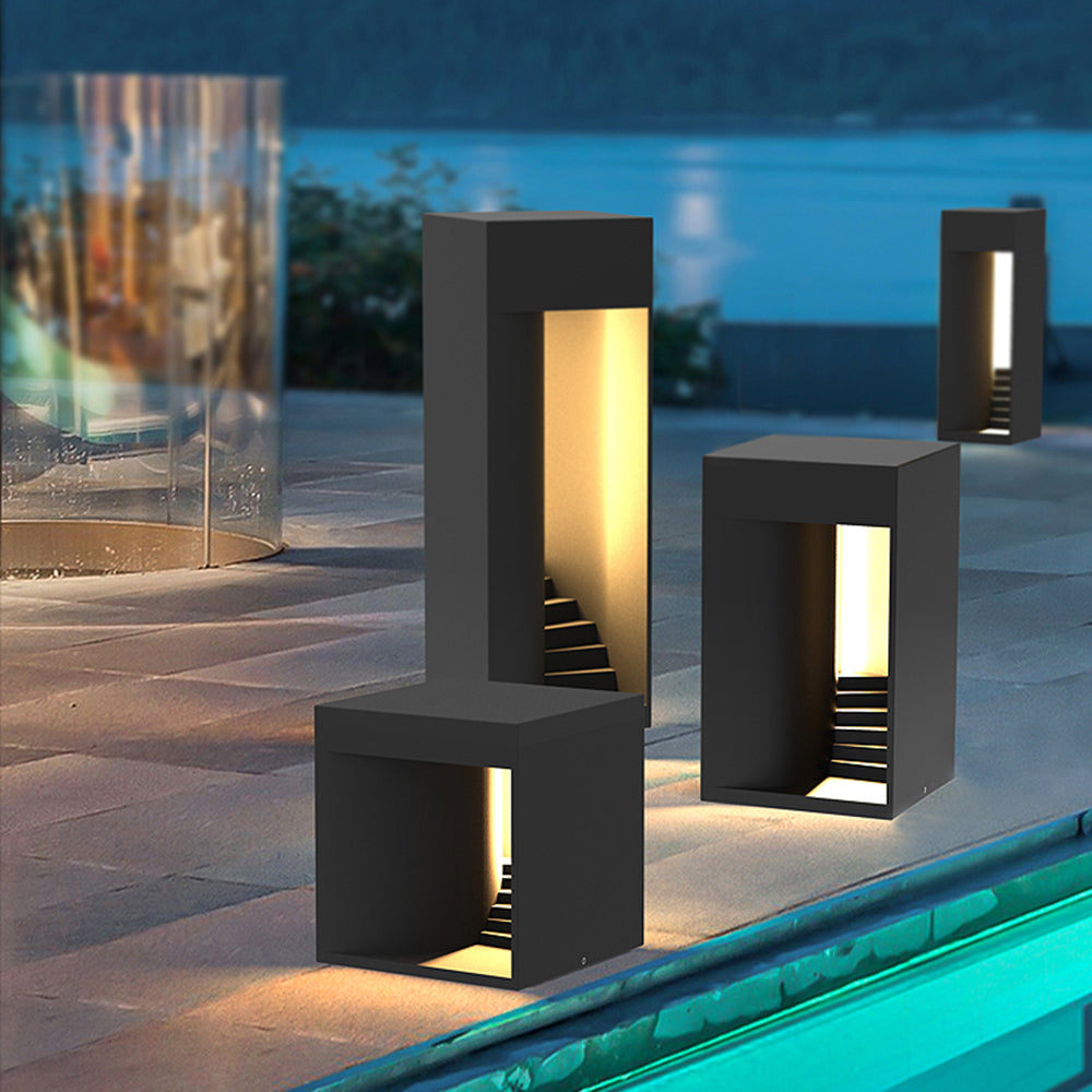 Ray lampă de masă minimalistă impermeabilă cu formă cuboidică recarcabilă/Solar, negru/alb