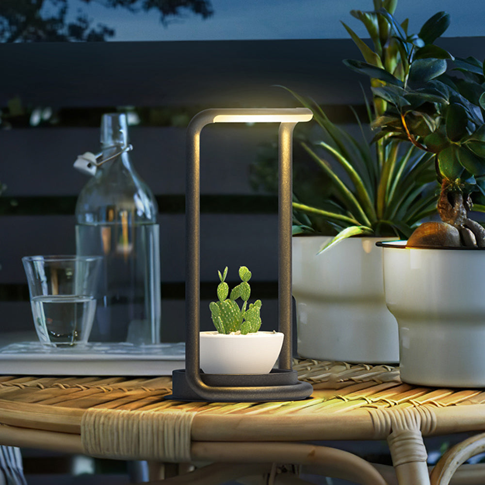 Ray lampadar minimalist Rectangular LED Solar exterior, negru
