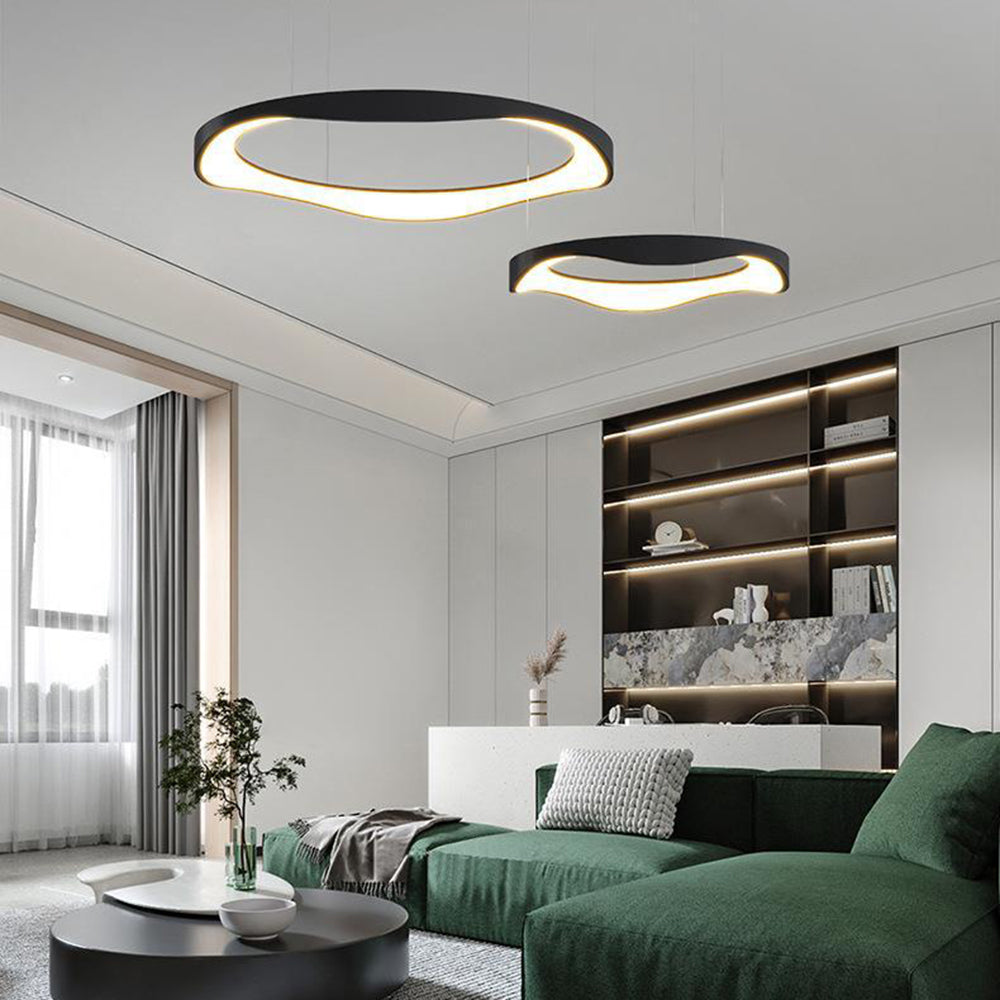 Arisha lampă suspendată Rond modern, negru/alb, Sufragerie