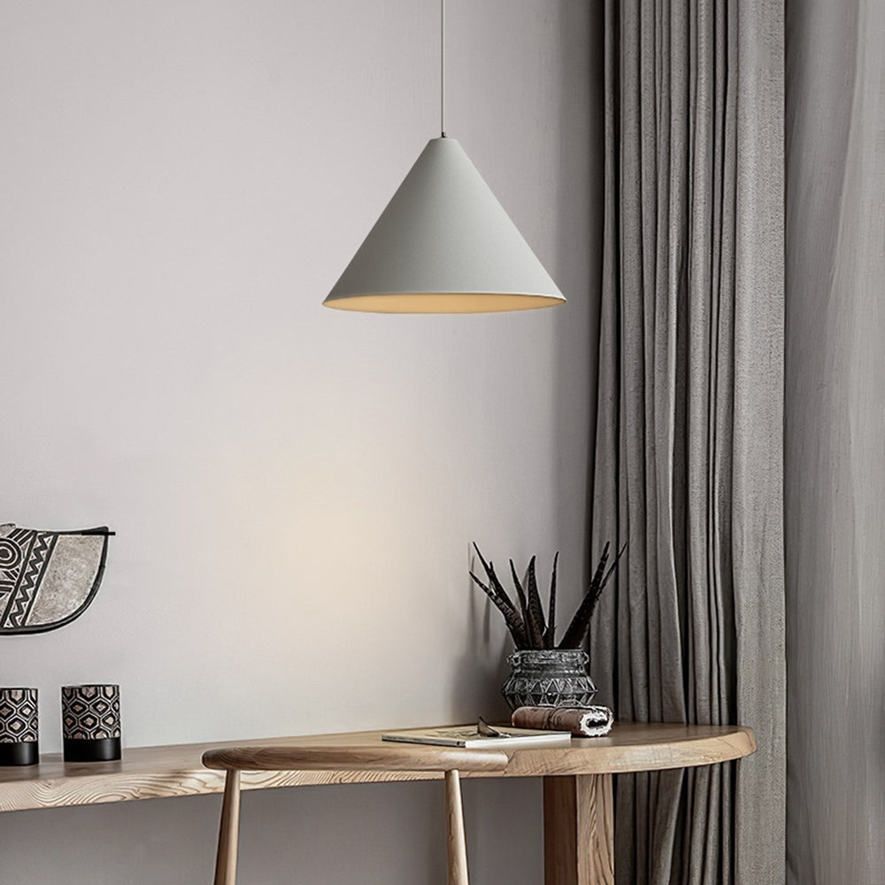 Arisha lampă suspendată gri din metal, minimalistă, conică