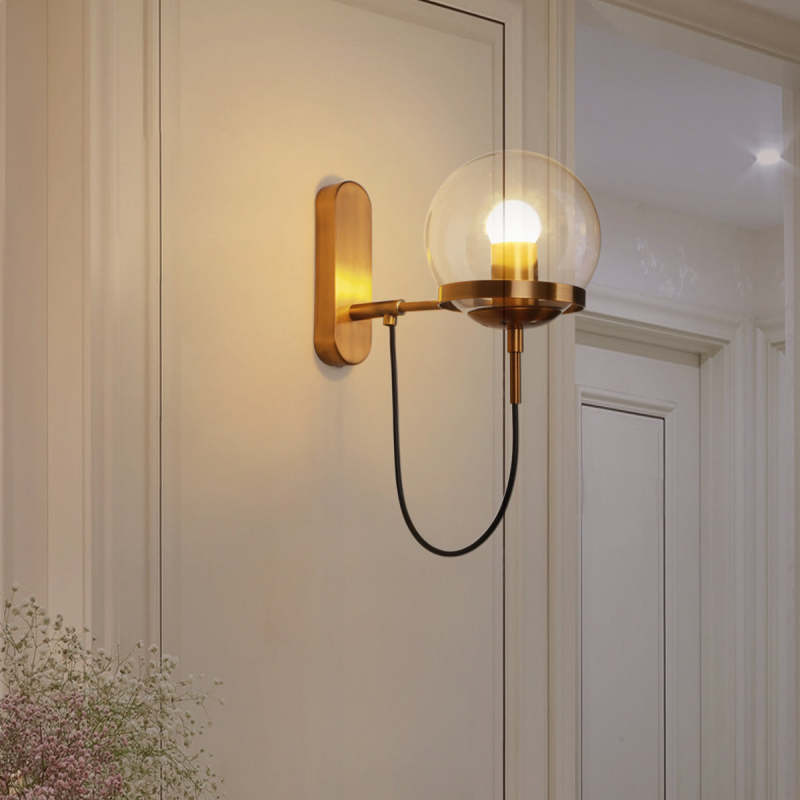 Silva aplică de perete Retro Rustic cu Glob din sticlă, negru/bronz