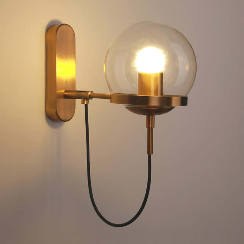 Silva aplică de perete Retro Rustic cu Glob din sticlă, negru/bronz