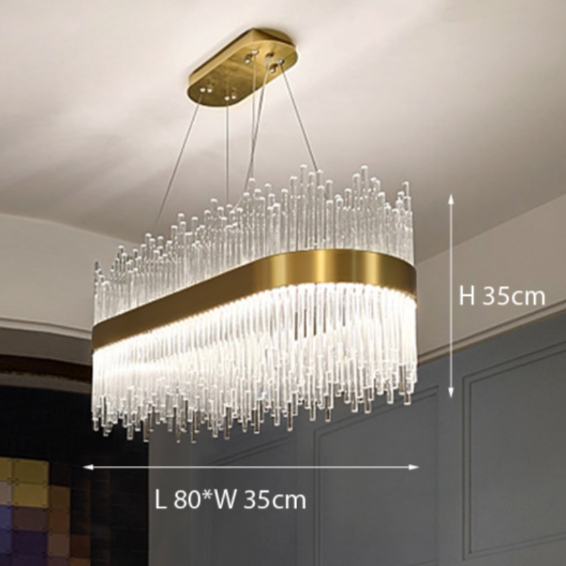 Kristy candelabru modern Rotund/Dreptunghiular cu Lanț, Aur
