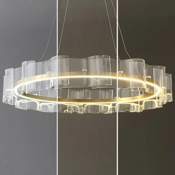 Arisha lampă suspendată Creative inel din metal/acrilic, aur