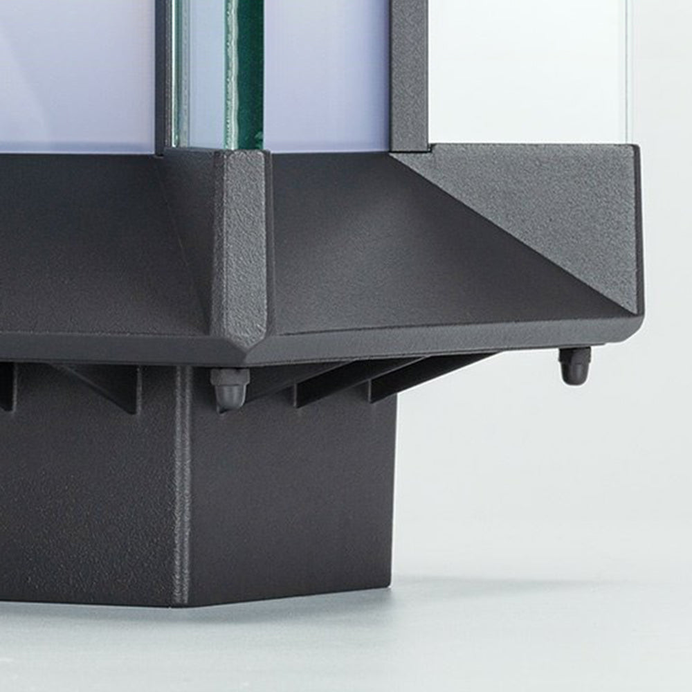 Ray modern Rectangular metal sticlă Outdoor Lamp, negru/negru-auriu