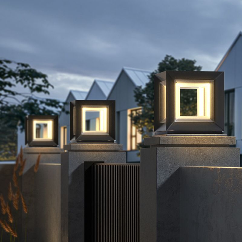 Ray lampă suspendată contemporană LED din metal pentru exterior, neagră