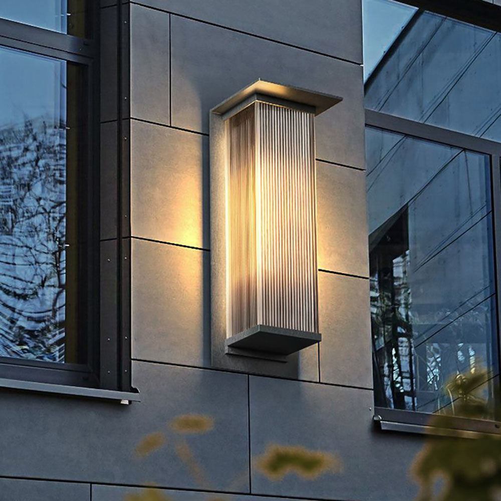 Ray aplică de perete dreptunghiulară modernă din metal, pentru exterior, neagră