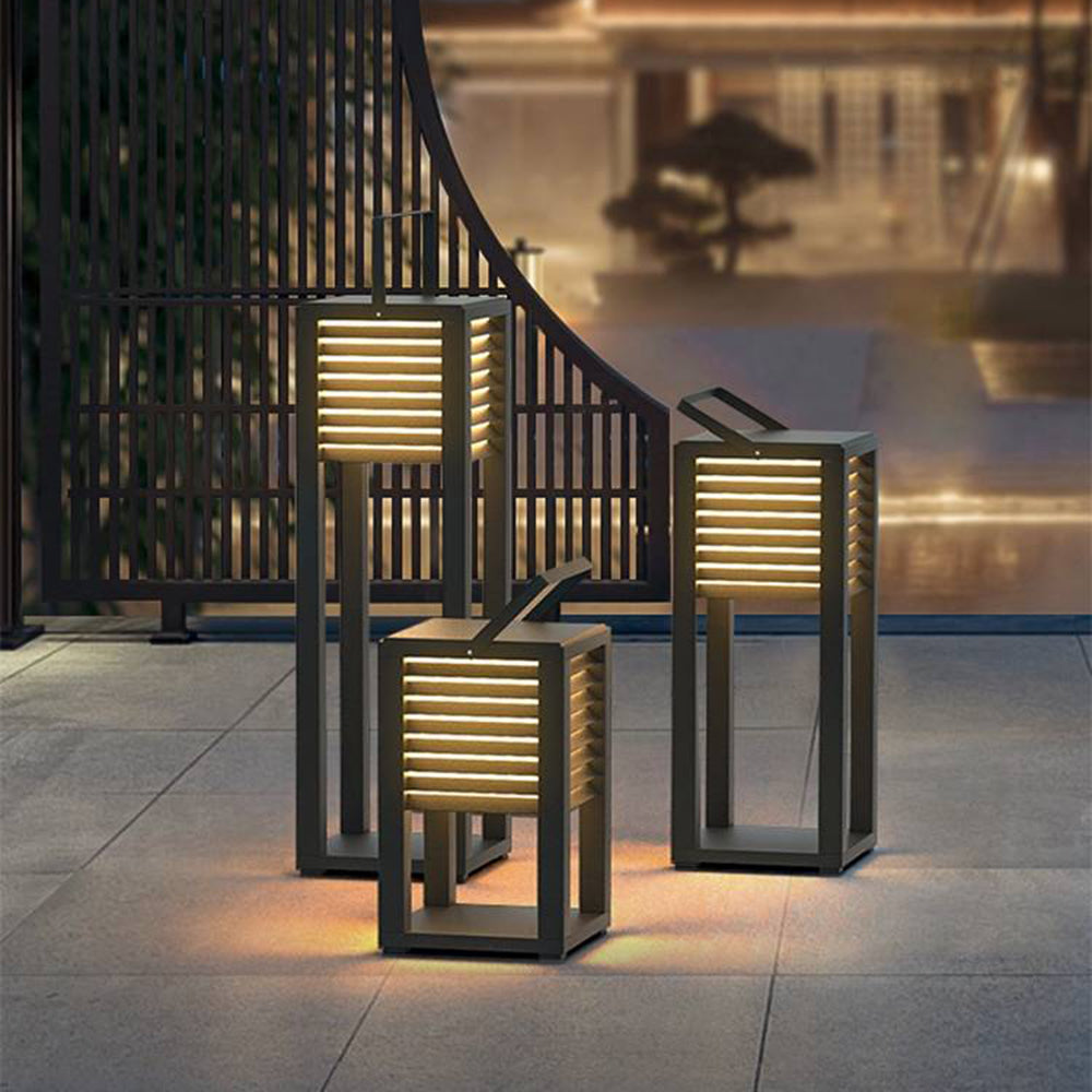 Ray lampadar Vintage Cuboid din metal pentru exterior, negru