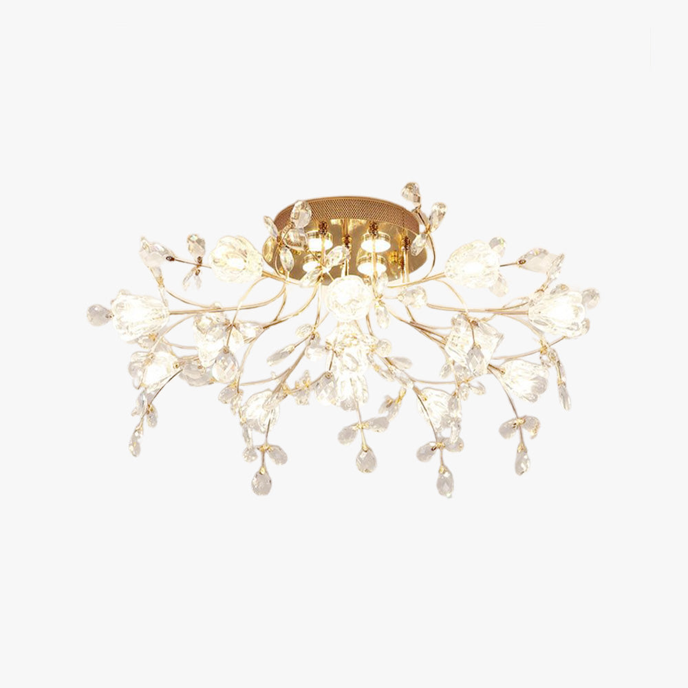 Arisha plafonieră aplicată Art Deco Elegantă cu flori din cristal auriu