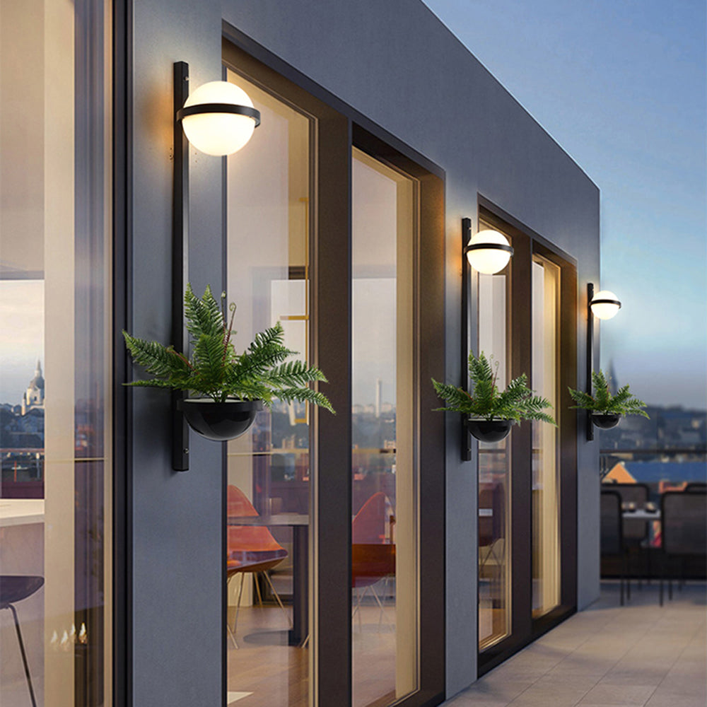 Ray modern glob metal/Acrilic aplică de perete pentru exterior, negru/alb