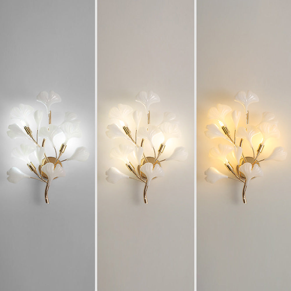 Olivia Decorative floare în stil ceramic alb aurit aplică de perete