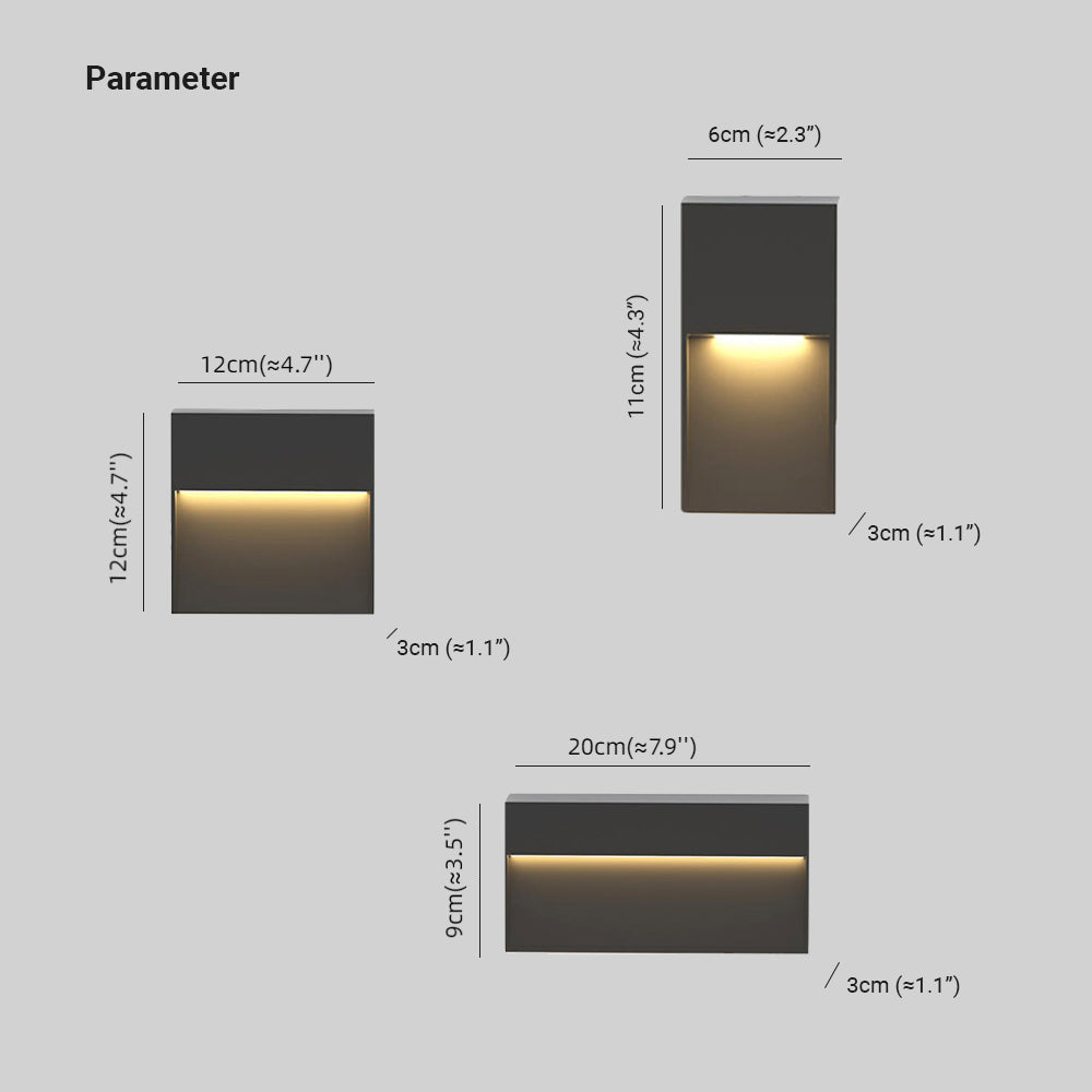 Ray lampă de exterior pentru terasă/scurgeri metalică rectangulară, negru