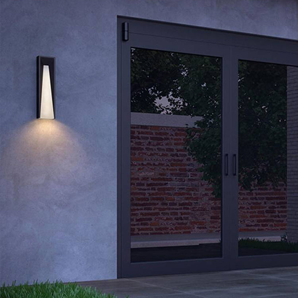 Ray aplică de perete pentru exterior modernă dreptunghiulară din metal, negru/alb