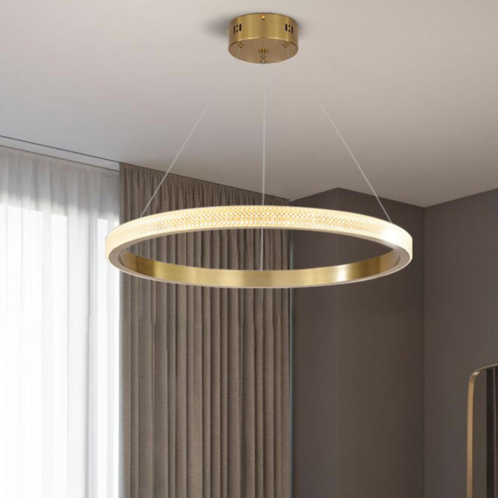 Kristy lampă suspendată modernă Inel metal/Acrilic LED, negru/Aur
