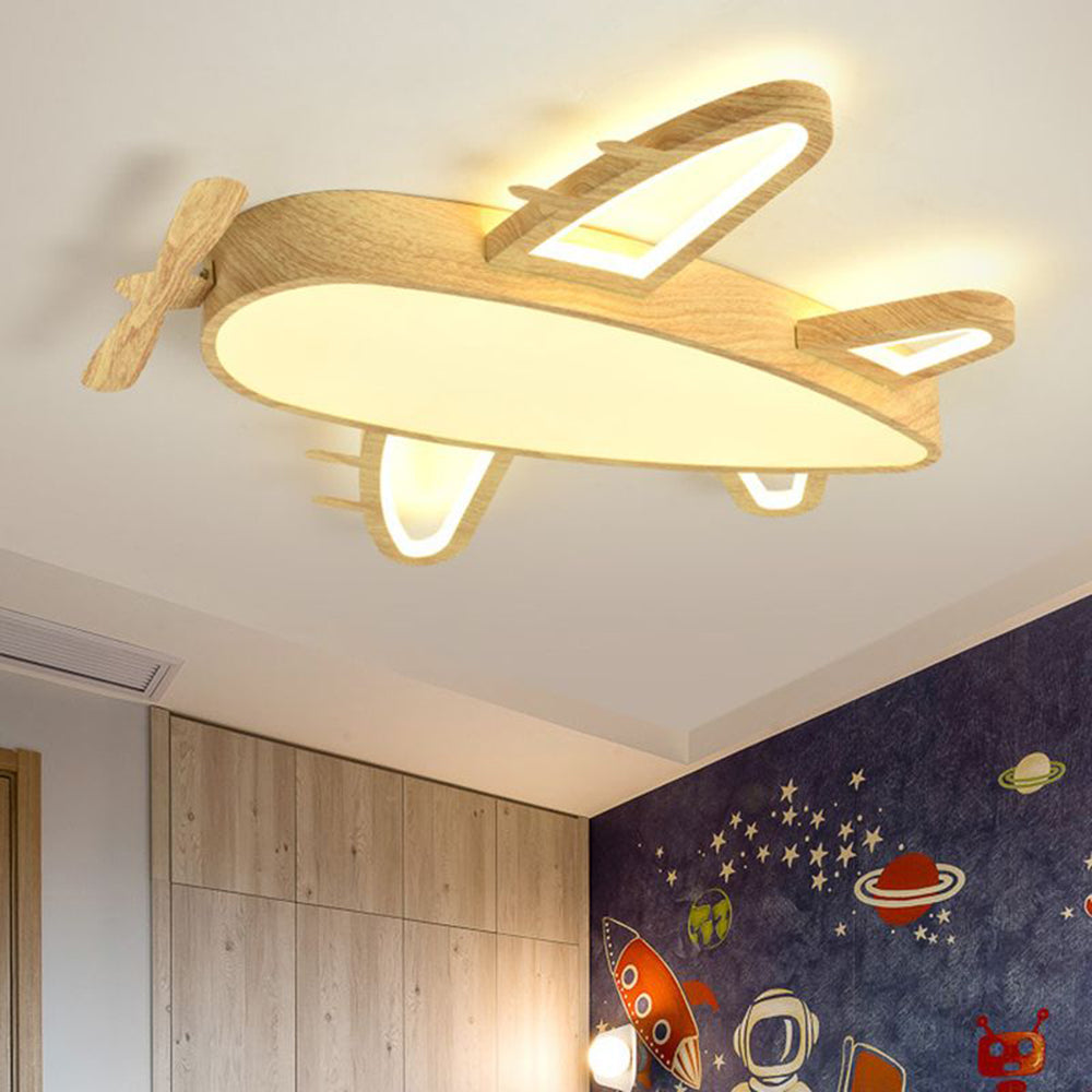 Arisha plafonieră modernă Art Deco din lemn, în formă de avion, lemn/lemn închis