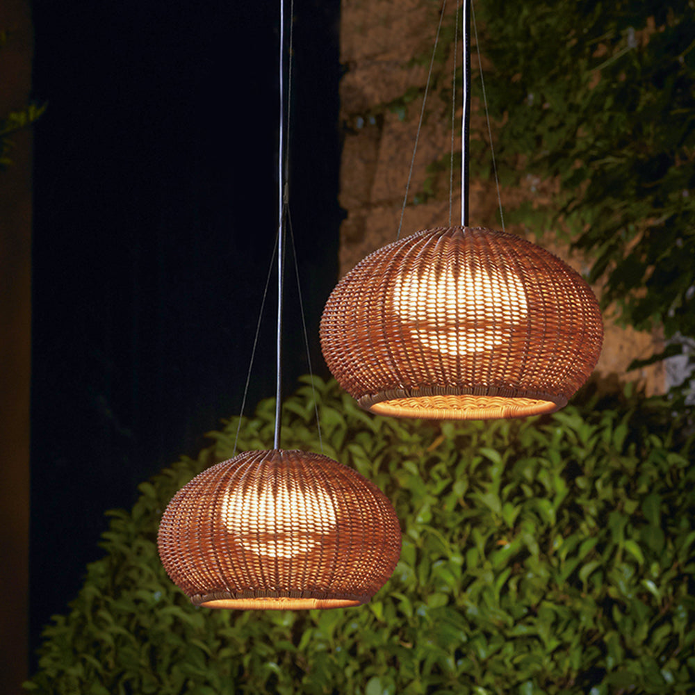 Ray lampă suspendată Retro Lantern aurie, Bambus/