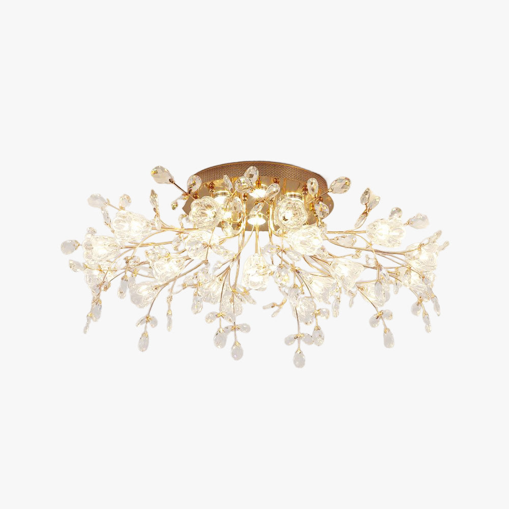 Arisha plafonieră aplicată Art Deco Elegantă cu flori din cristal auriu