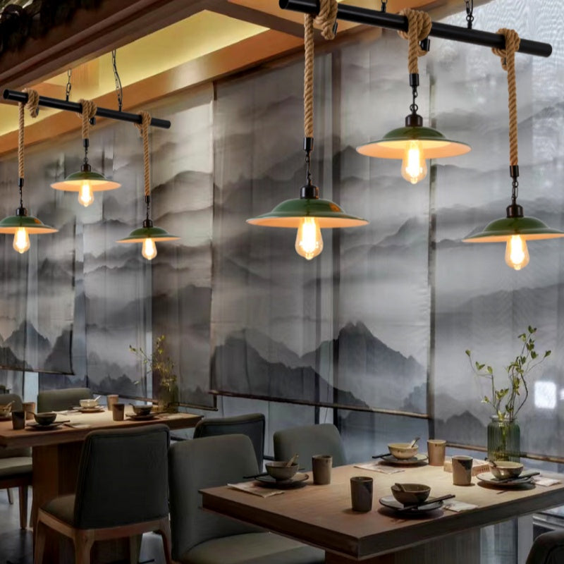 Epoch lampă suspendată verde din metal, vintage, LED, pentru bucătărie și living