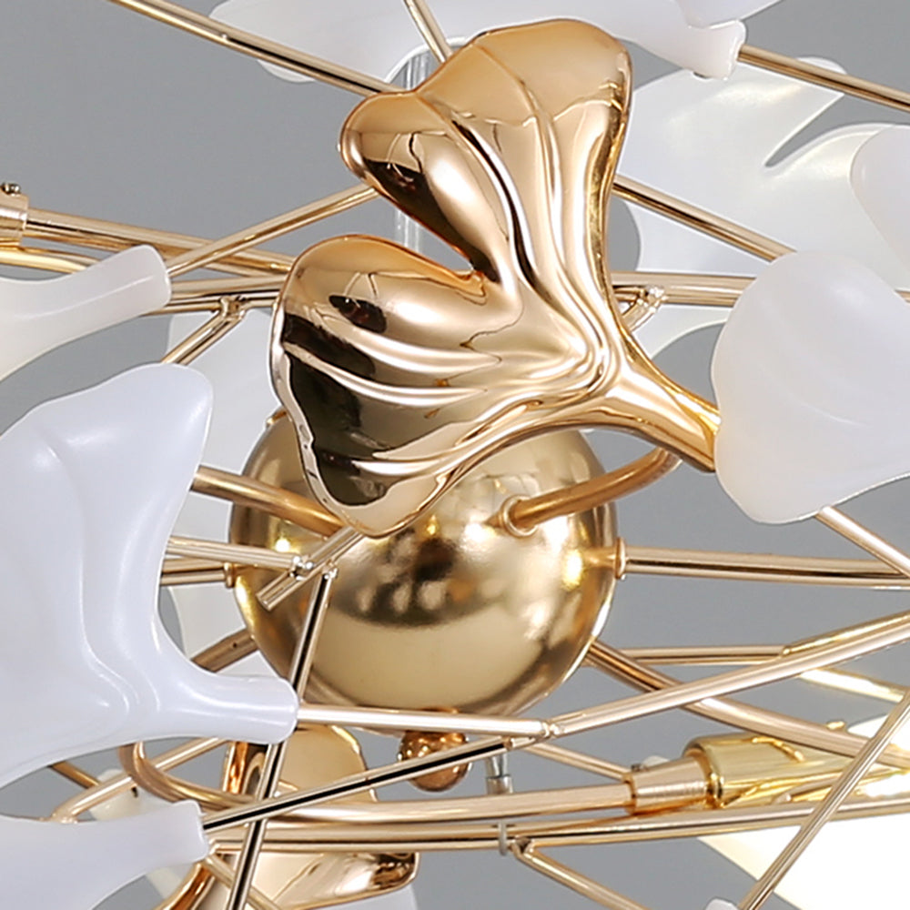 Olivia candelabru modern în Formă de Petală din metal cu Frunză de Ginkgo, auriu