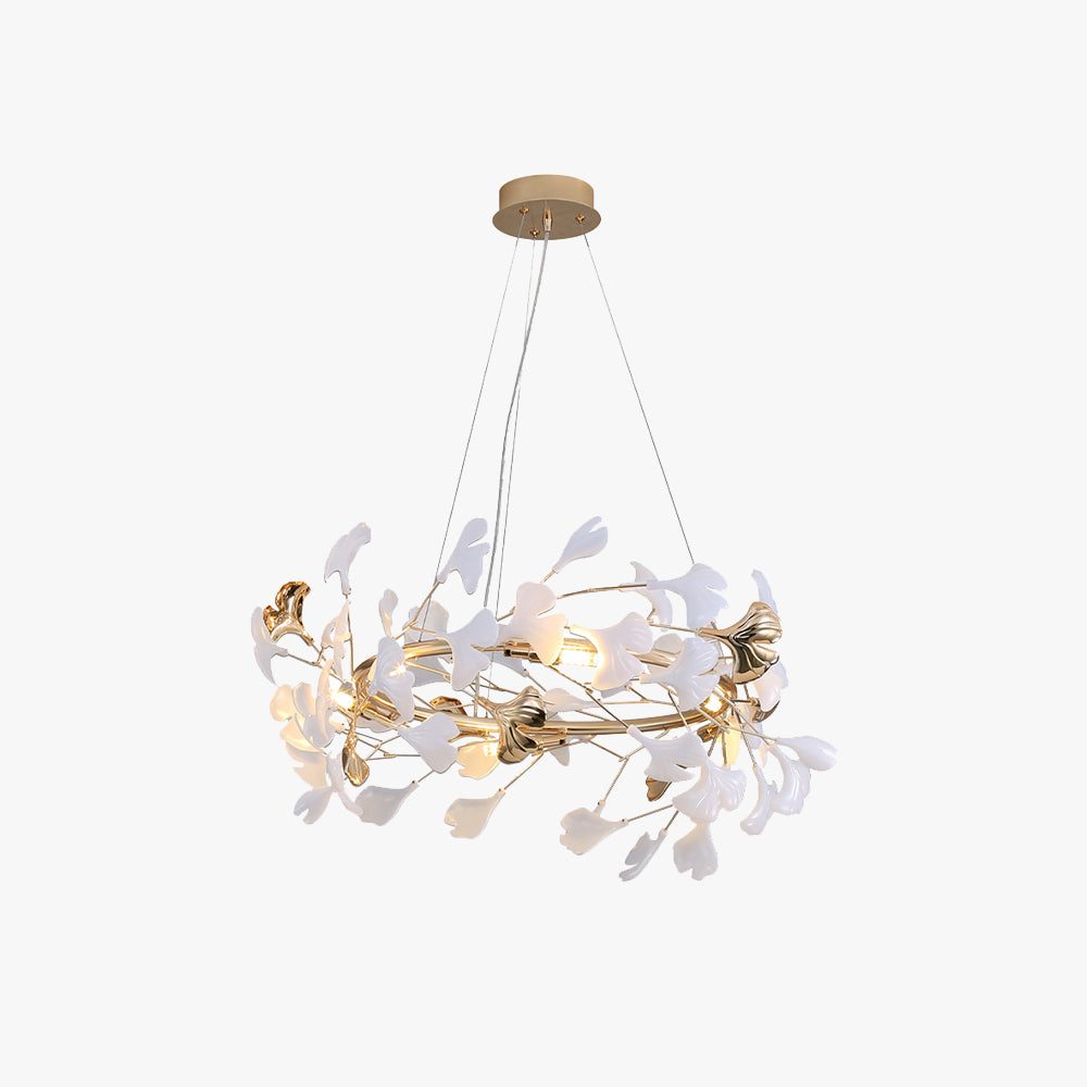 Olivia candelabru modern în Formă de Petală din metal cu Frunză de Ginkgo, auriu