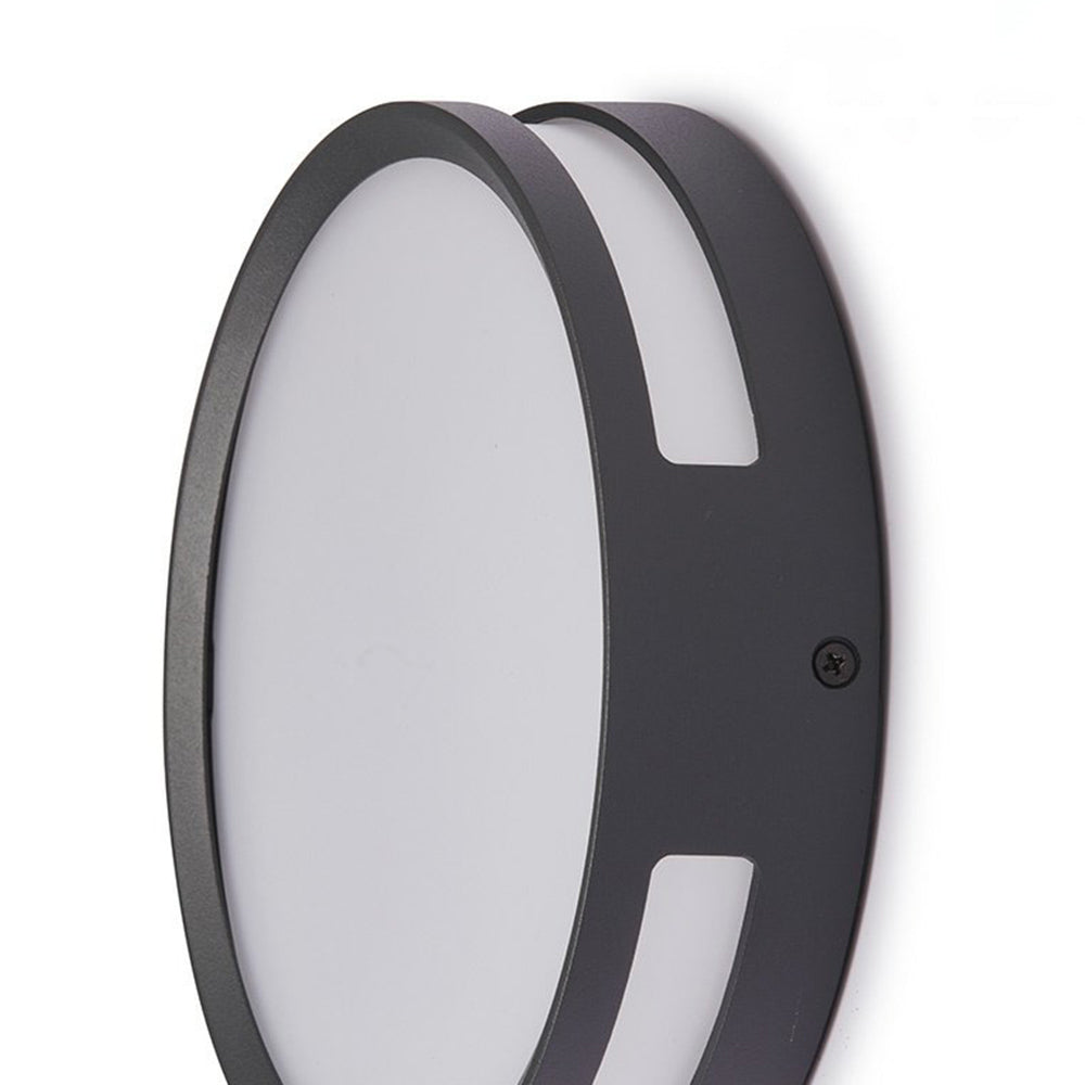 Ray aplică de perete modernă rotundă din metal/acrilic impermeabilă pentru exterior, neagră