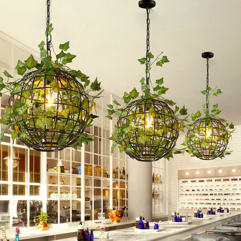 Ritta lampă suspendată în stil rustic cu artă botanică Art Deco glob