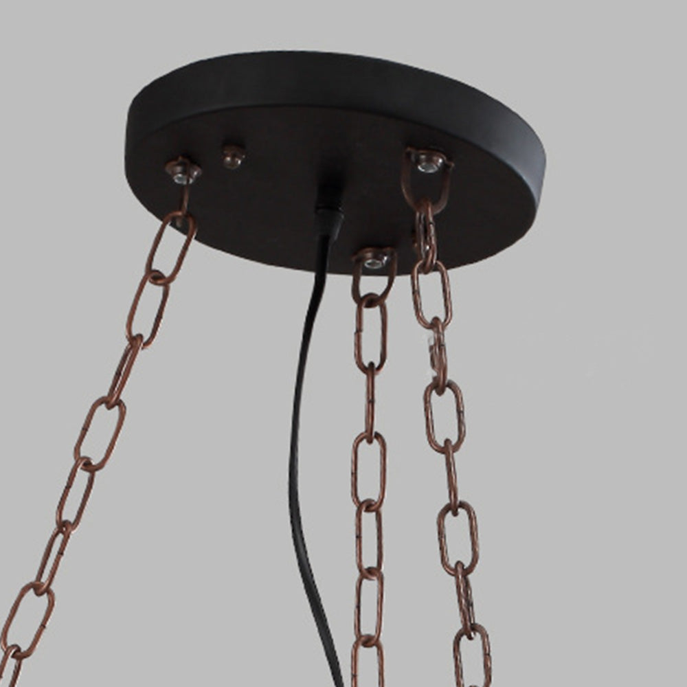 Epoch lampă suspendată Retro Gherghină din metal și lemn, 6 surse de lumină