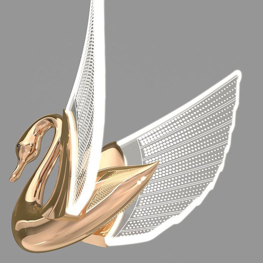 Arisha Art Deco Swan / aplică de perete din metal, Culoarea aurie/aur roz