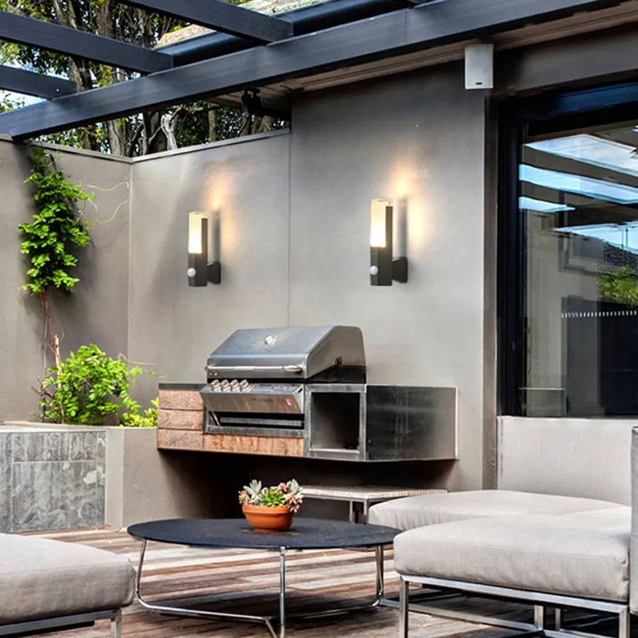 Ray aplică de perete pentru exterior modern Rectangular Double-Head metal Outdoor aplică de perete