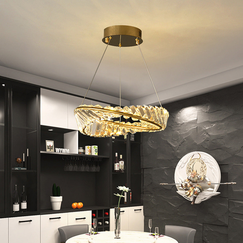 Kristy candelabru auriu din sticlă, modern, de lux, rotund