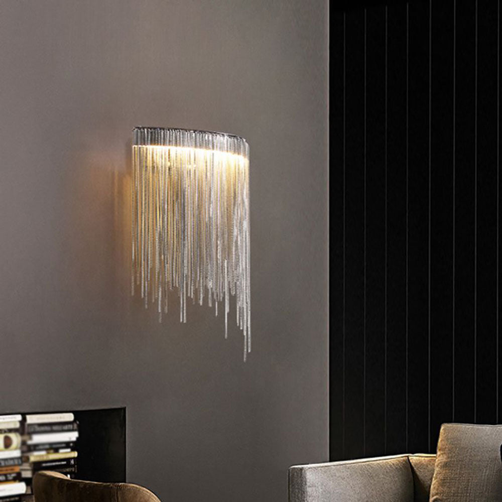 Arisha aplică de perete decorativă/modernă, lanț cu frângere, argintiu, living